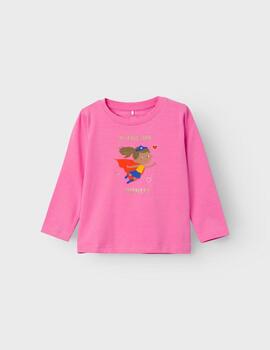 Camiseta Name it Heroína Rosa Para Niña
