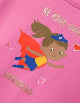 Camiseta Name it Heroína Rosa Para Niña