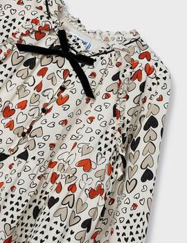 Vestido Mayoral Estampado Corazones Para Niña