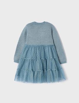 Vestido Mayoral Tul Azul Para Niña