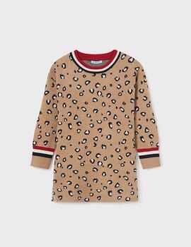 Vestido Mayoral Punro Estampado Camel Para Niña