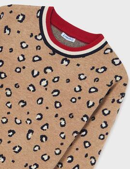 Vestido Mayoral Punro Estampado Camel Para Niña
