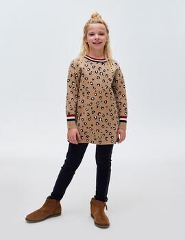 Vestido Mayoral Punro Estampado Camel Para Niña