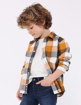 Camisa Mayoral Cuadros Ocre Para Niño