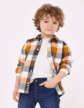 Camisa Mayoral Cuadros Ocre Para Niño