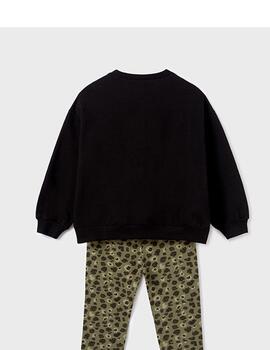 Conj. Mayoral Leggings Estampado Negro Para Niña