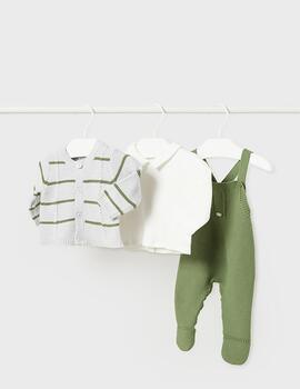 Conj. 3Pzsa Peto Tricot Verde Para Bebé