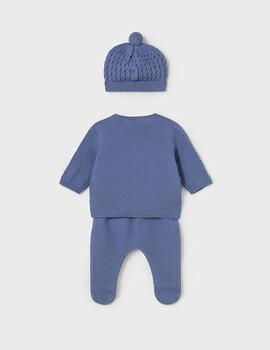 Conj.Mayoral Polaina Y Gorro Tricot Azul Para Bebè