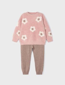 Conj.Mayoral Punto Pelo Rosa Para Niña