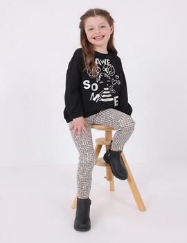 Conj.Mayoral Leggings Embossed Negro Para Niña