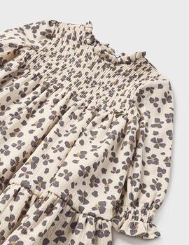 Vestido Mayoral Estampado Beige Para Bebé Niña