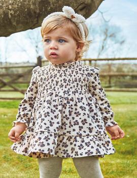 Vestido Mayoral Estampado Beige Para Bebé Niña