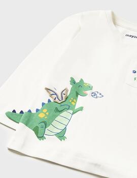Camiseta Mayoral Dino Crudo Para Bebé Niño