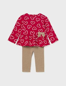 Conj.Mayoral Corazones Rojo Para Bebé Niña