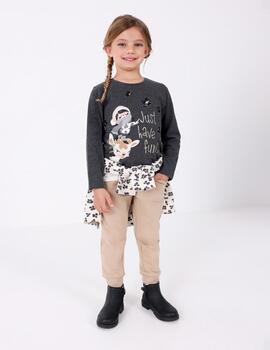 Camiseta Mayoral M/L Gris Para Niña