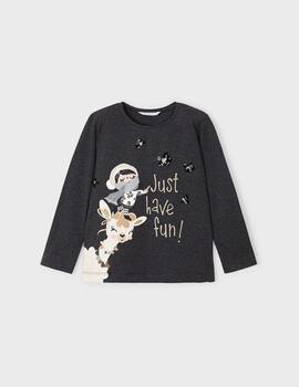 Camiseta Mayoral M/L Gris Para Niña