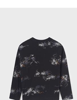 Camiseta Mayoral M/L Estampada Negra Para Niño