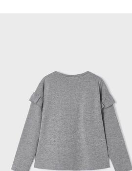 Camiseta Mayoral Flores Gris Para Niña