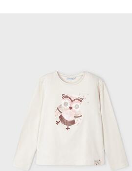 Camiseta Mayoral Buho Beige Para Niña