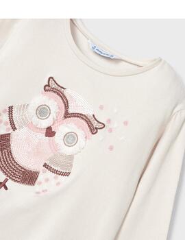 Camiseta Mayoral Buho Beige Para Niña