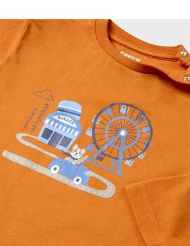 Camiseta Mayoral Perrito Naranja Para Bebé Niño