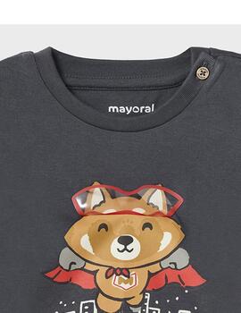 Camiseta Mayoral Zorro Gris Para Bebé Niño