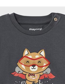 Camiseta Mayoral Zorro Gris Para Bebé Niño