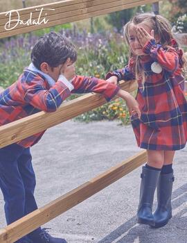 Vestido Dadati Cuadros Rojo Para Niña