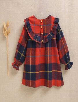Vestido Dadati  Cuadros Rojo Para Niña