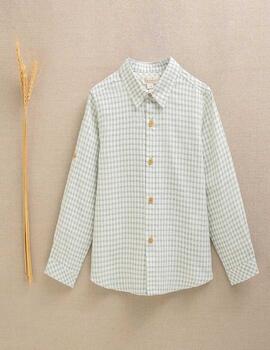Camisa Dadati Cuadritos Verde Para Niño