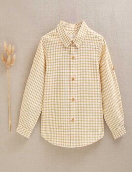 Camisa Dadati Cuadros Mostaza Para Niño