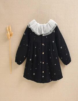 Vestido Dadati Estrellas Negro Para Niña