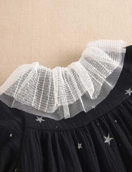 Vestido Dadati Estrellas Negro Para Niña