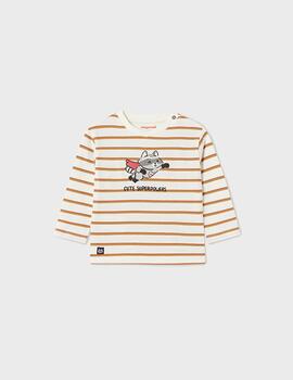 Camiseta Mayoral Rayas Camel Zorro Para Bebé