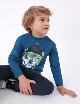 Camiseta Mayoral M/L Oso Atlantico Para Niño