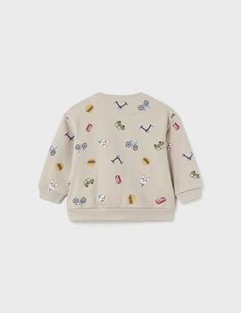 Sudadera Mayoral Perritos Beige Para Bebé Niño