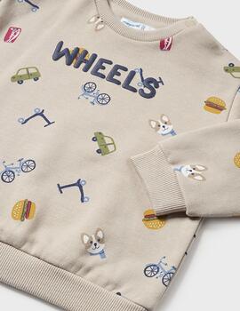 Sudadera Mayoral Perritos Beige Para Bebé Niño