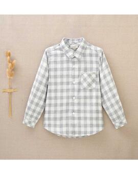 Camisa  Dadati Cuadros Gris Para Niño