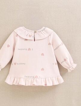 Sudadera Dadati Corazones Rosa Para Bebé