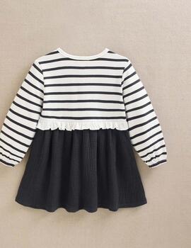 Vestido Dadati Rayas Gris Para Niña