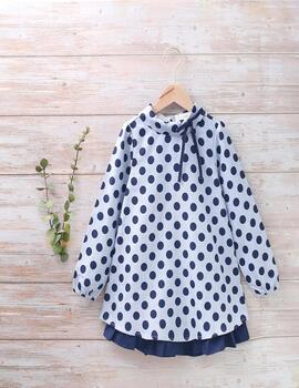 Vestido Dadati Lunares Azul Para NIña