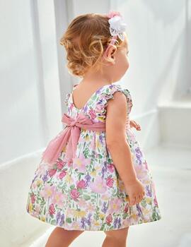 Vestido Mayoral Flores Lila Para Niña