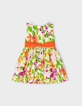 Vestido Mayoral Flores Naranja Para Niña