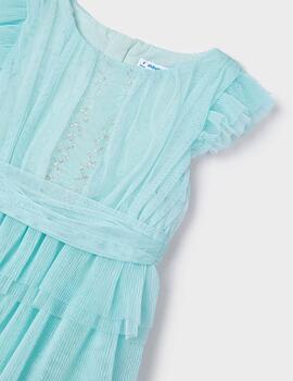 Vestido Mayoral Plisado Verde Para Niña
