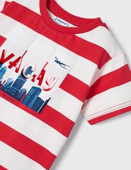 Camiseta Mayoral Rayas Rojo Paara Niña