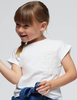 Camiseta Mayoral Bolsillo Flecos Para Niña