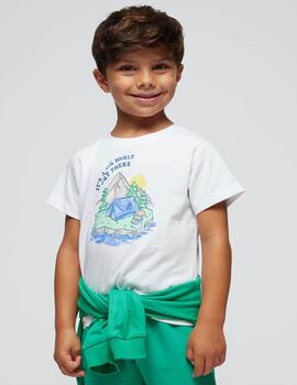 Camiseta Mayoral Worls Blanca Para Niño