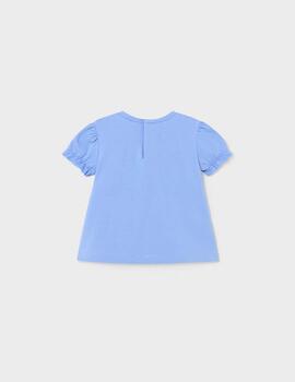 Camiseta Mayoral m/c Bordados Añil Para Bebè
