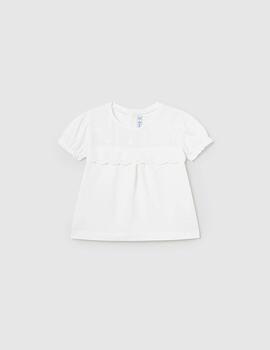 Camiseta Mayoral M/C Bordada Blanco Para Bebè