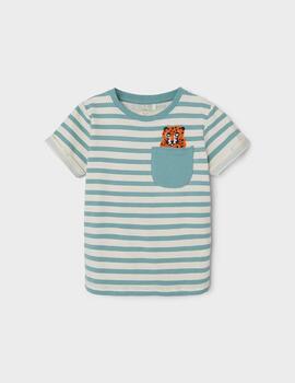 Camiseta Name it Rayas Mineral Blue Para Niño